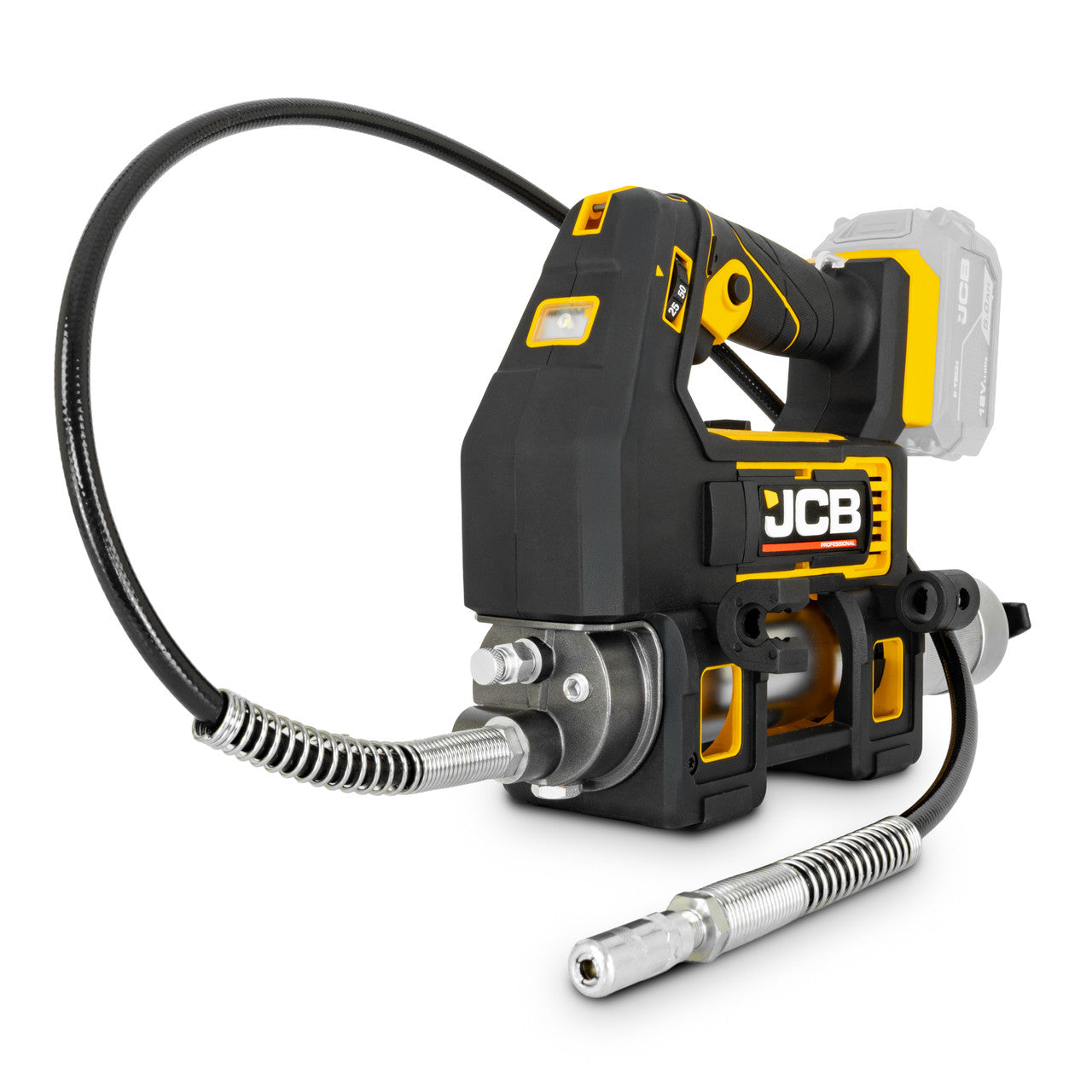 JCB Pro 18V Grease Gun, 300g/min Max Flow, 410 / 455g Capacity, Variable Speed, Up To 10,150psi Pressure (Bare Tool) | JCB-18PGG-VS