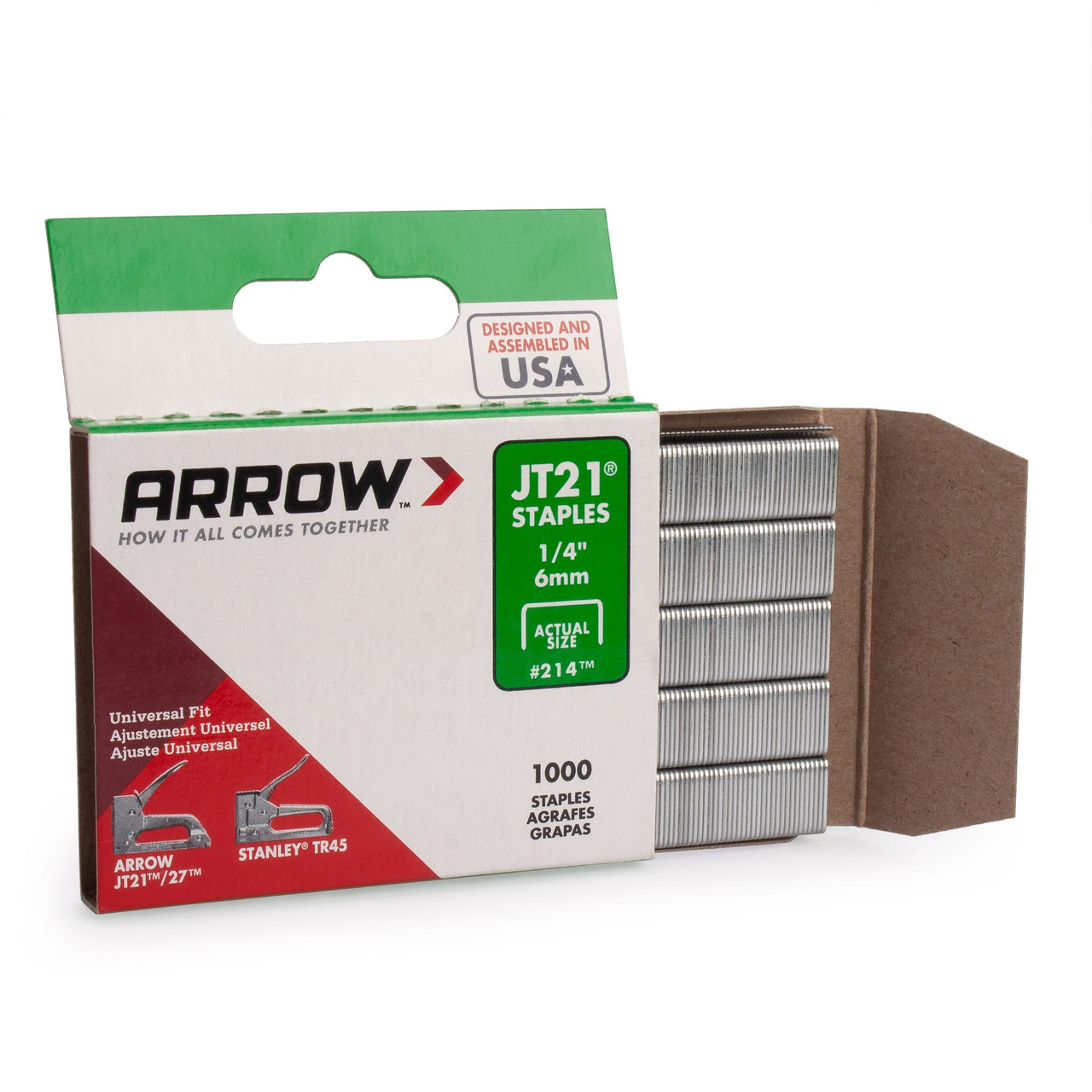 Arrow A214 Jt21 Light Duty Staples 1/4in (Pack Of 1000)