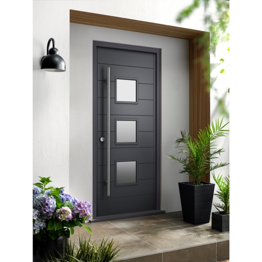 Malmo External Front Grey Hardwood Veneer Door 2032 x 813 x 44mm