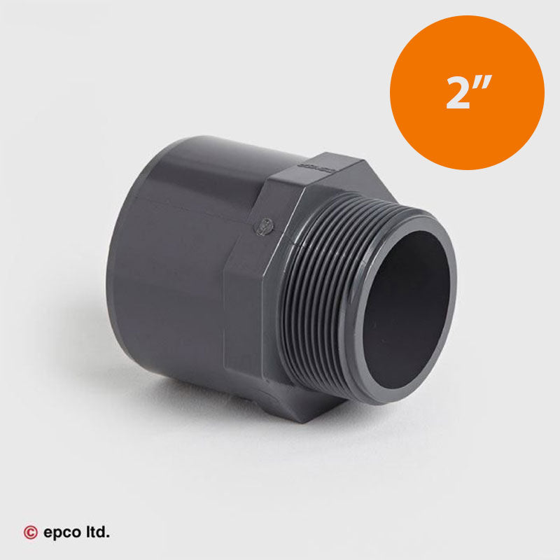 2" x 2 1/2" x 2" U-PVC Female/Male Plain Spigot x Male Threaded Adaptor