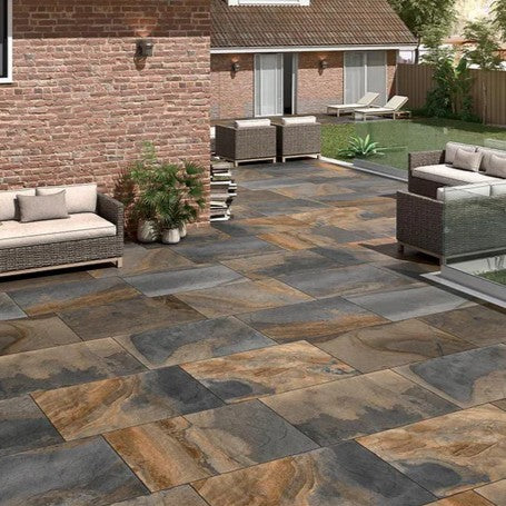 Slate Impero Multicolour 20mm Outdoor Porcelain Slab Tile 60x90cm