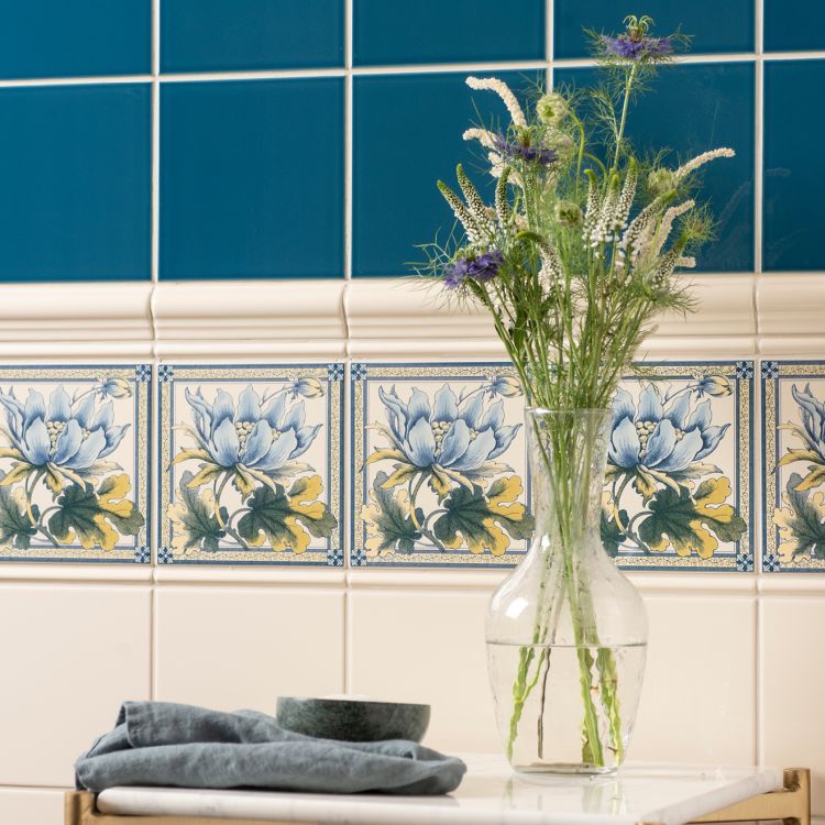 Original Style Artworks Peony Single Tile on County White