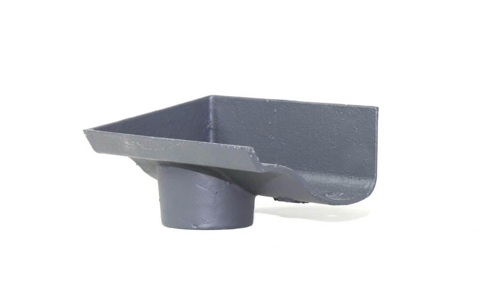 Cast Iron Ogee Gutter Left Hand Stopend Outlet - 125mm for 65mm Downpipe Primed