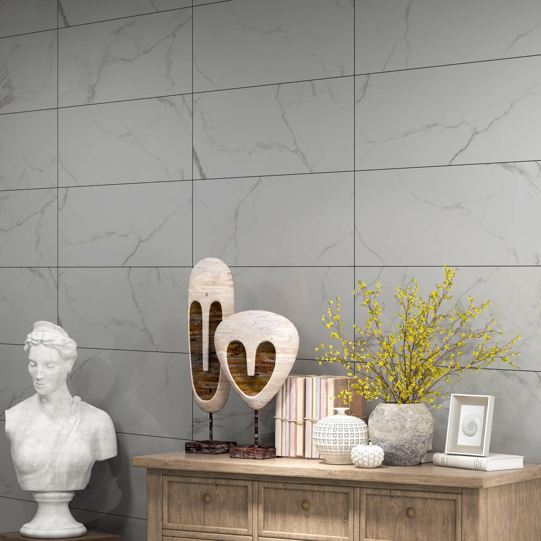 Emma Marble Effect Matt Porcelain Tile 30x60cm