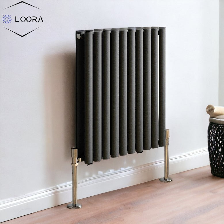 Rex horizontal Double oval designer Radiator 600x590mm White & Anthrecite