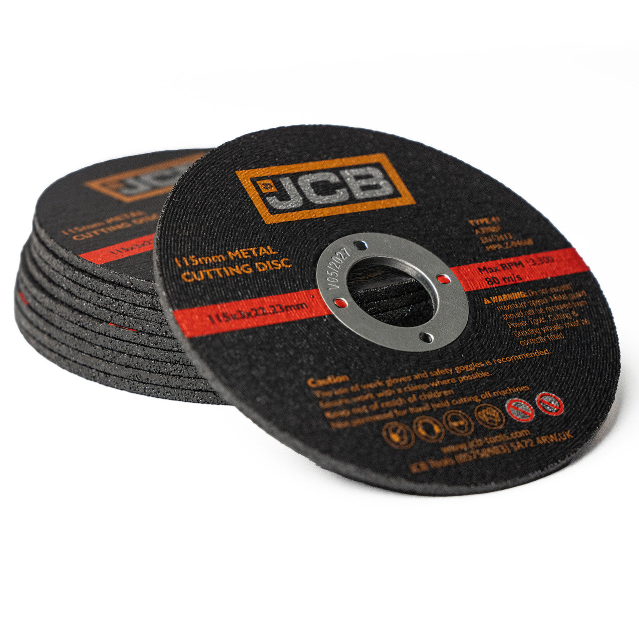 JCB Metal Cutting Discs 115mm (4 1/2'') x 3 x 22.23mm, 10 Pack | JCB-MCUT115-6-10PK