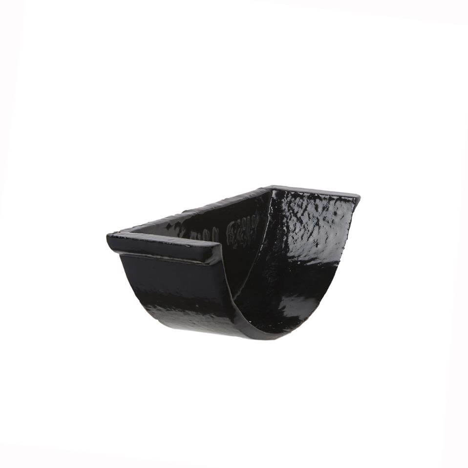 Cast Iron Beaded Half Round Gutter Internal Stopend - 115mm Black