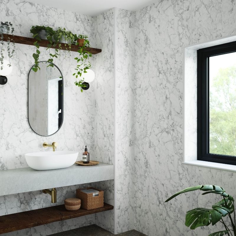 Laminate Wall Panel Square Edge - 900mm x 2420mm x 11mm White Marble