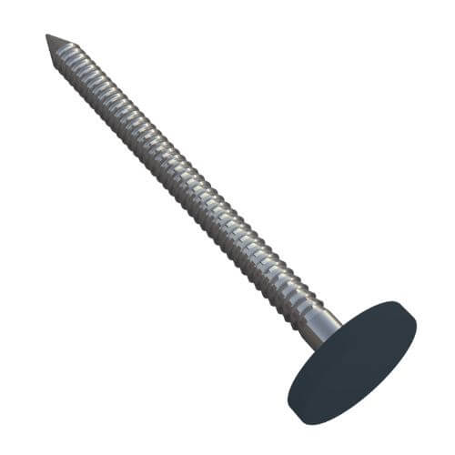 Plastic Headed Nails - 50mm Anthracite Grey - Box of 100
