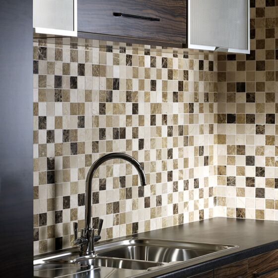 Emperador Mix Polished Marble Mosaic Wall and Floor Tile 30x30cm