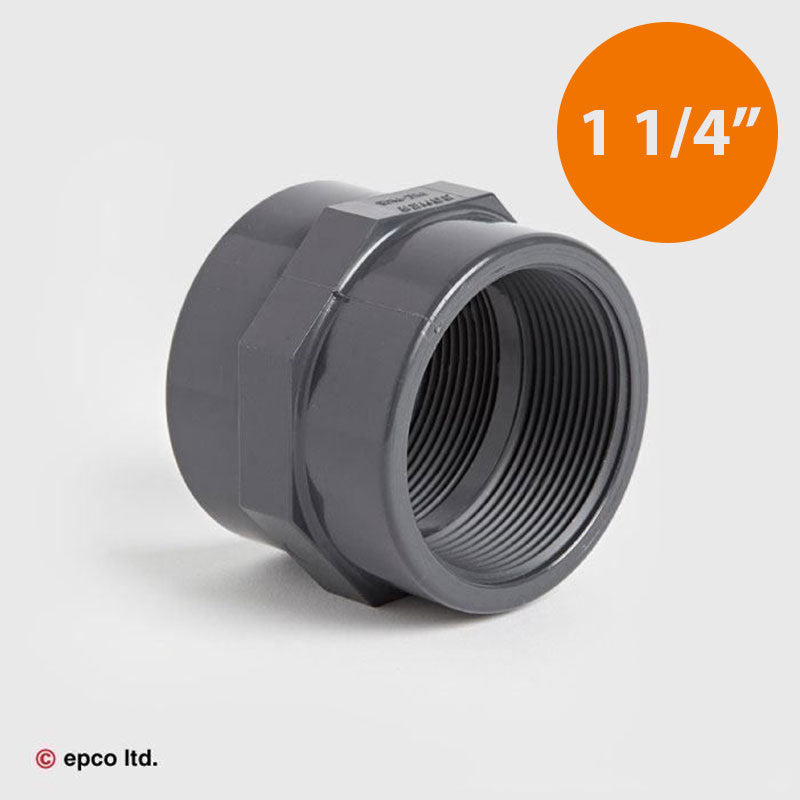 1 1/4" U-PVC Threaded Hex Socket Female