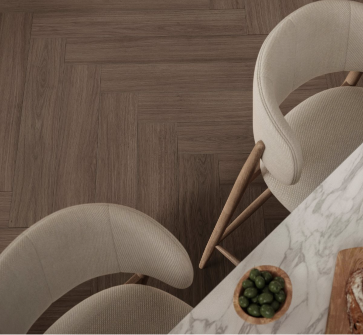 Oak Artemis Coffee Brown – Modern Herringbone Flooring