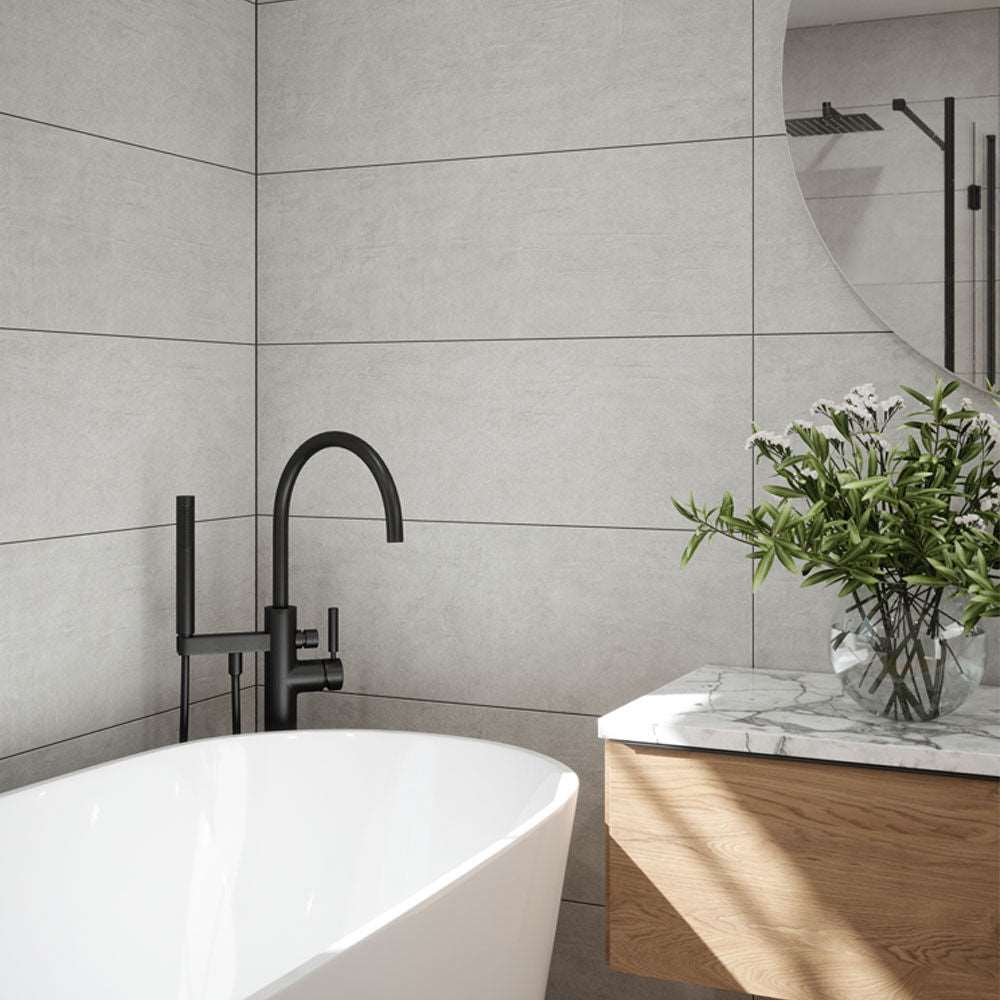 Brooklyn Grey Matt Ceramic Wall Tile 30x90cm