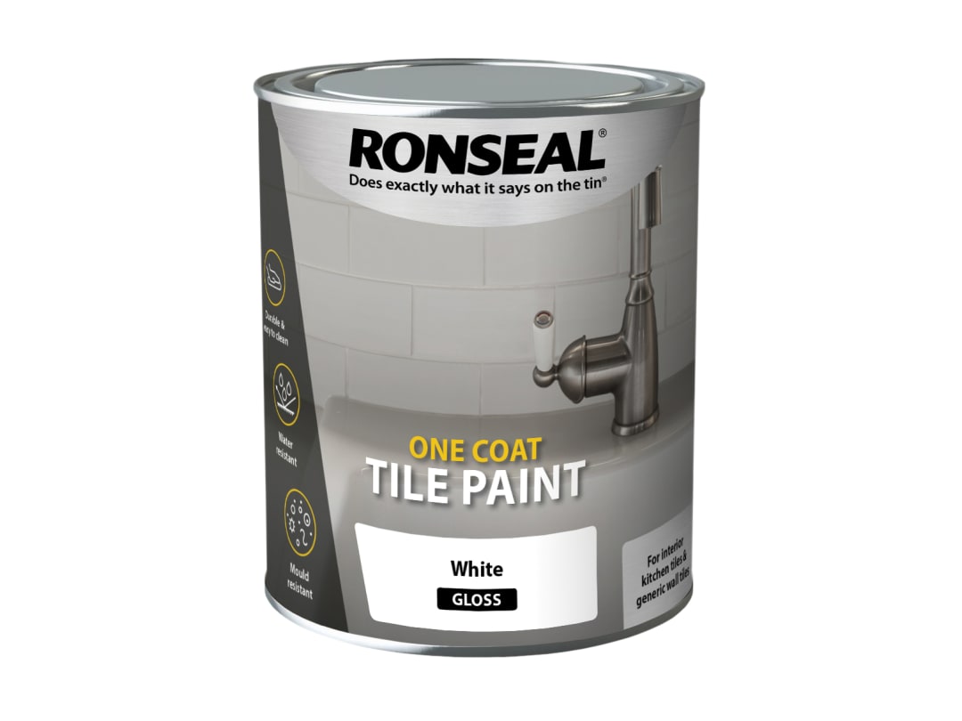 Ronseal One Coat Tile Paint White Gloss 750ml 37675