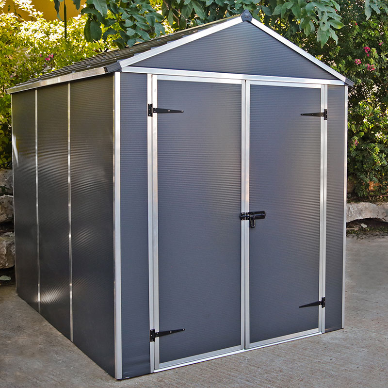 6' x 8' Palram Canopia Rubicon Multi-Wall Premium Dark Grey Plastic Shed (1.85m x 2.28m)