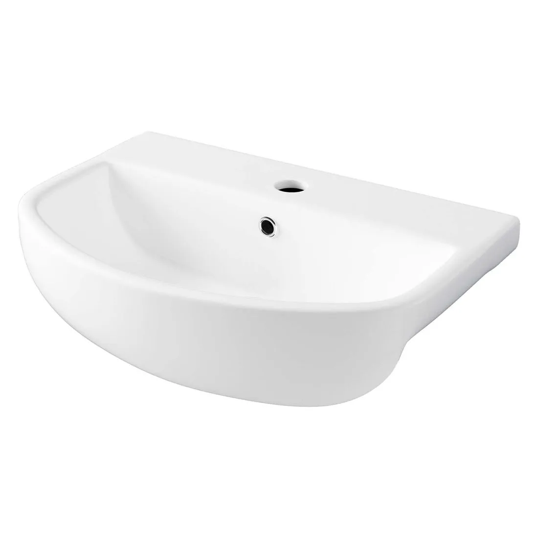 Atlas Pro Semi Recessed Basin 50Cm 1 Tap Hole White