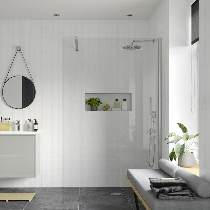 Capital8plus 1200mm Wetroom Panel & Support Bar - Chrome