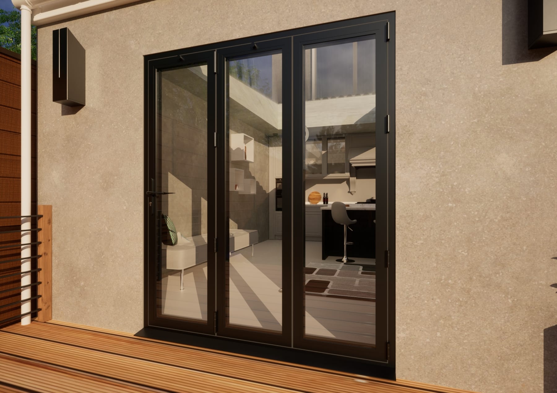 Aluminium Bifold Door - 1800mm Anthracite Grey - 3 Right