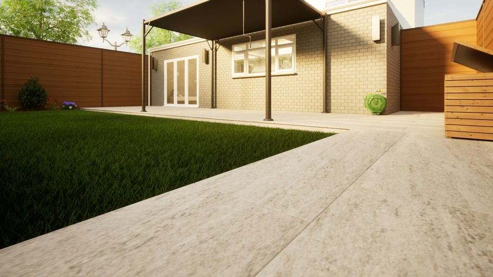Porcelain Paving - 900mm x 600mm x 20mm Travertine Dark