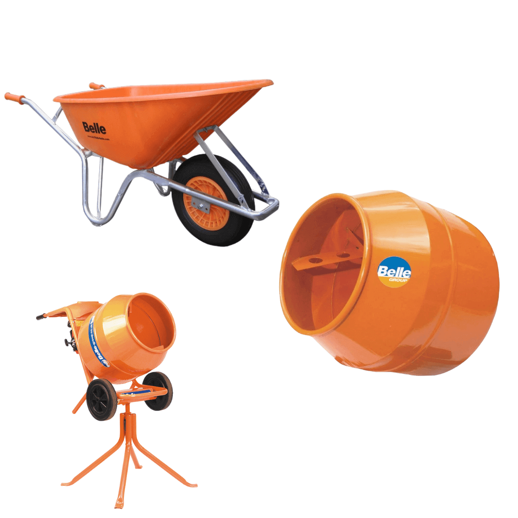 Altrad Belle Cement Mixer Offer Bundle Pack With Spare Drum & Warrior Wheelbarrow