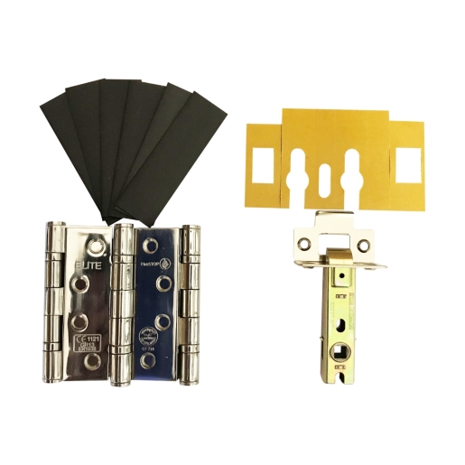 4FireDoors Grade 13 Hinges & Tubular Latch Pack in Chrome