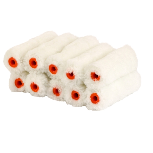 4Trade White Pack of 10 Mini Emulsion Rollers, 4in